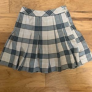 Cream tan mini high waisted plaid skirt